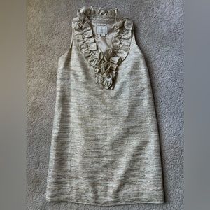 KATE SPADE Gold Ruffle Cowl Neck Dress Size 6